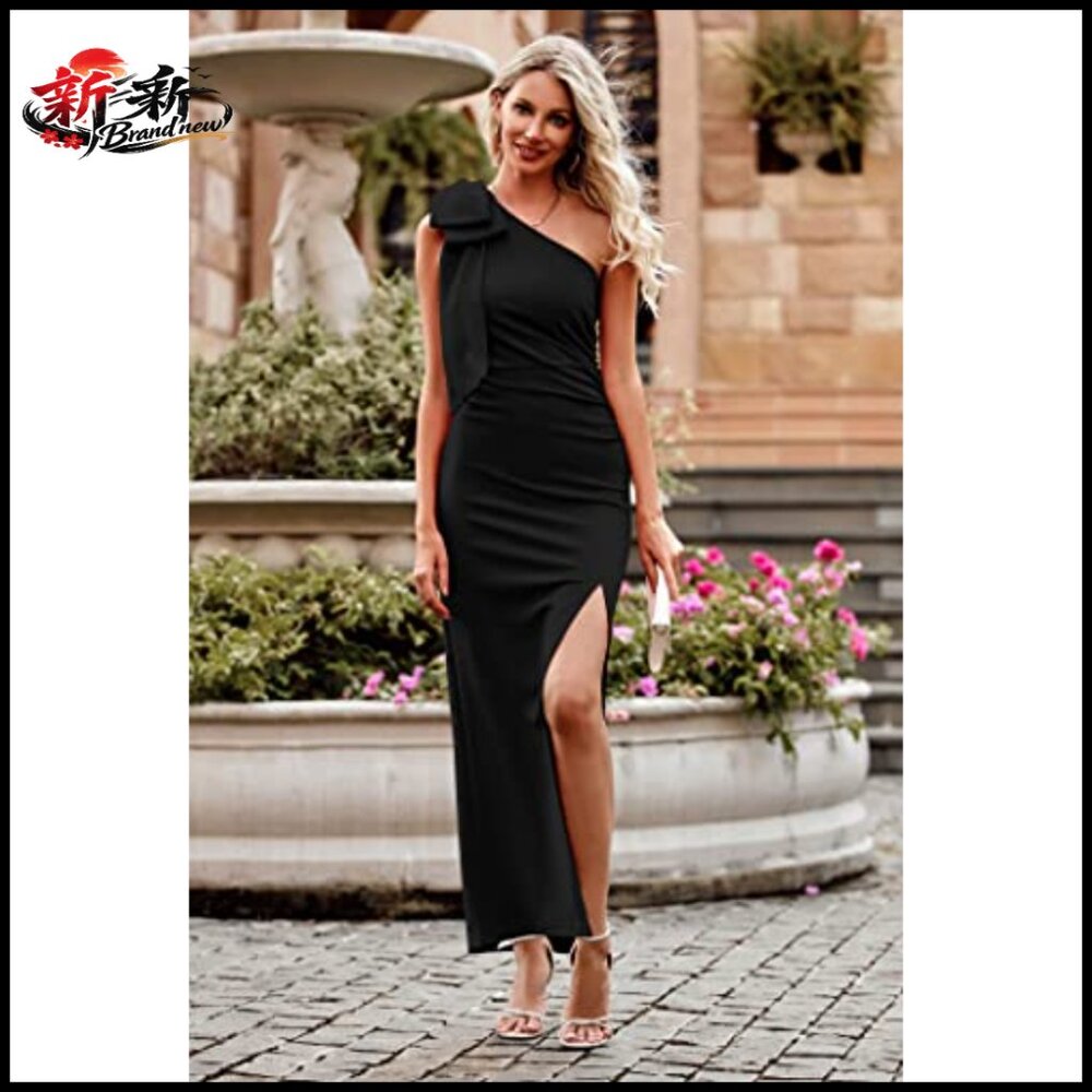 Polyester Elastane One Shoulder Ruched Bodycon Ma… - image 2